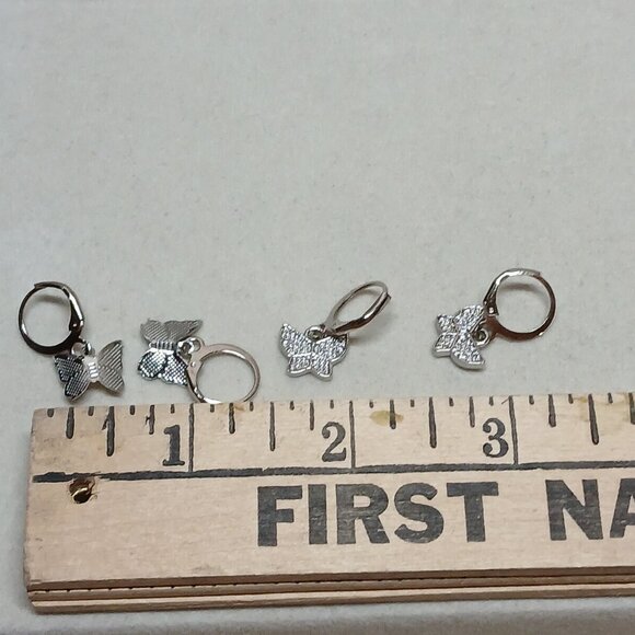 NWOT Two Pair of Fashion Jewelry Silver Tone Butterfly Earrings #3 - Picture 4 of 13